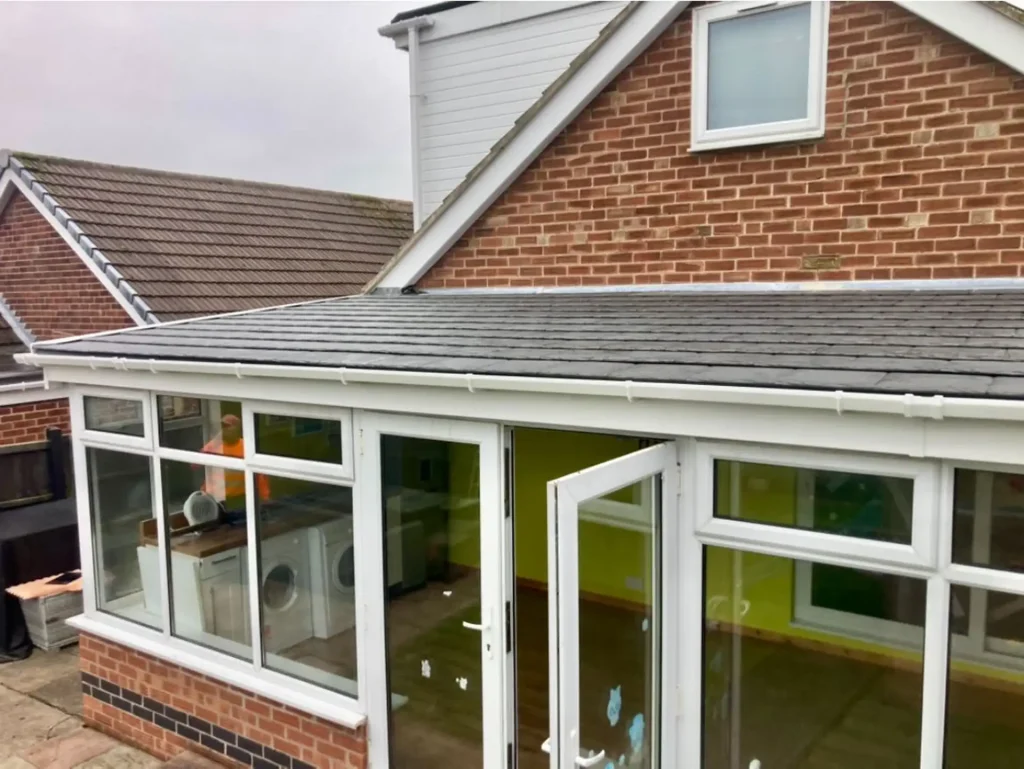 a conservatory with a new roof